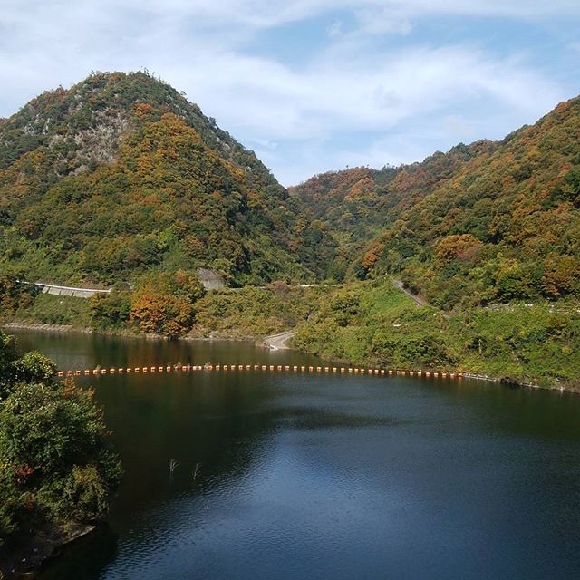 本日の四川ダム　紅葉もう少しだ　赤が足りない #福山神辺