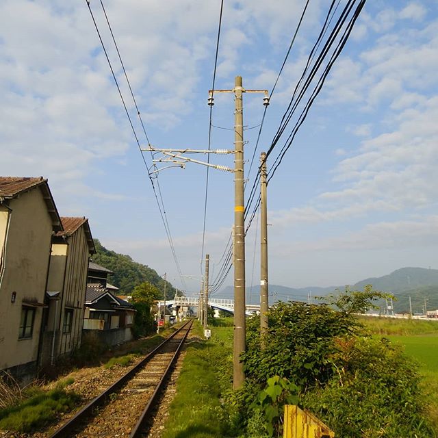 今朝の散歩道線路は続くよ～♪ ど～こまでも～爽やかな朝#福山神辺#線路